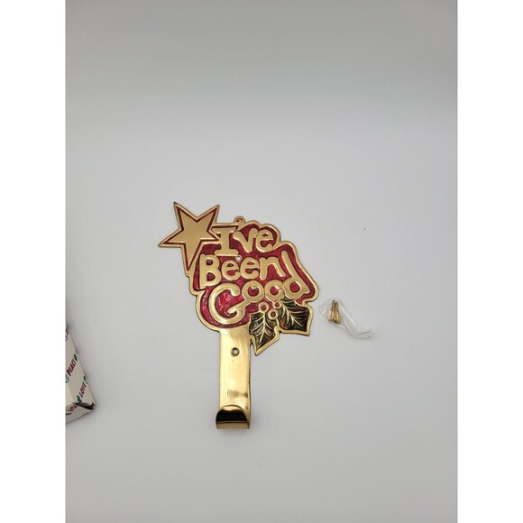 House Of Lloyd Christmas Stocking Hanger Wall Hook "I've Been Good" Brass - Picture 2 of 6